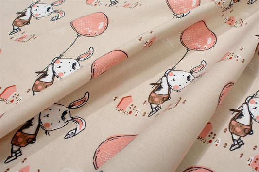 Σεντόνια Εμπριμέ Σετ 3 τεμ bebe Floating Bunny 714 120X160 Beige-Salmon 100% Cotton
