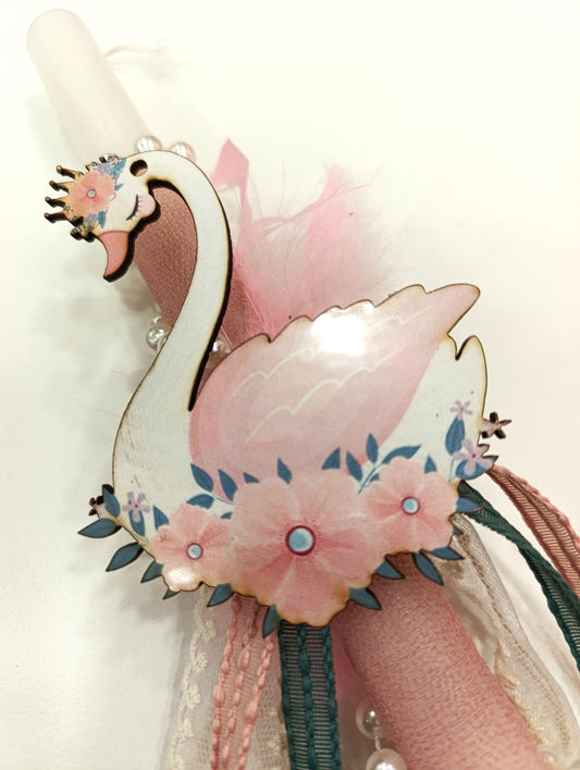 Χειροποίητη πασχαλινή λαμπάδα Κύκνος