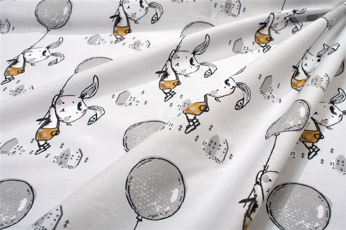 Σεντόνια Εμπριμέ Σετ 3 τεμ bebe Floating Bunny 715 120X160 Grey 100% Cotton