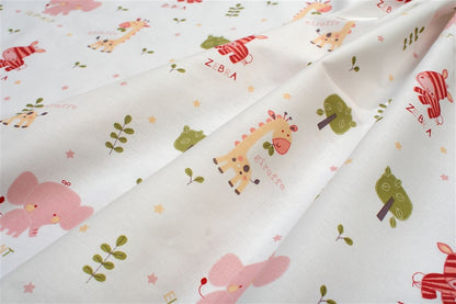 Σεντόνια Εμπριμέ Σετ 3 τεμ bebe Happy Safari 712 120X160 White-Pink 100% Cotton