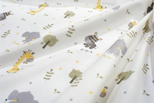 Σεντόνια Εμπριμέ Σετ 3 τεμ bebe Happy Safari 713 120X160 White-Grey 100% Cotton