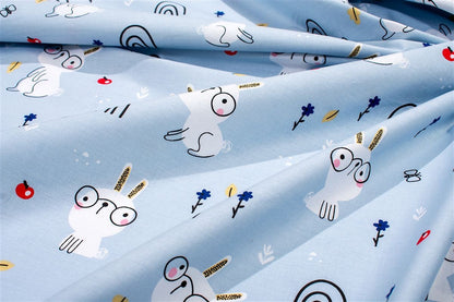 Σεντόνια Εμπριμέ Σετ 3 τεμ bebe Rabbit Garden 584 120X160 Sky Blue 100% Cotton