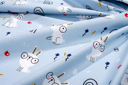 Σεντόνια Εμπριμέ Σετ 3 τεμ bebe Rabbit Garden 584 120X160 Sky Blue 100% Cotton
