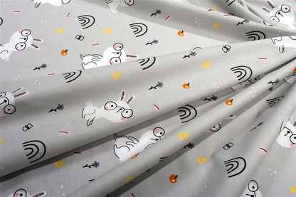 Σεντόνια Εμπριμέ Σετ 3 τεμ bebe Rabbit Garden 586 120X160 Grey 100% Cotton