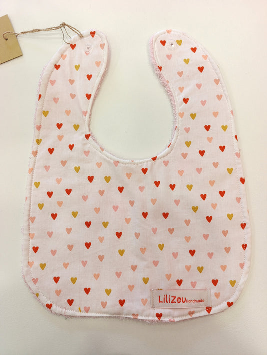 Χειροποίητη σαλιάρα HEART STORY,WHITE