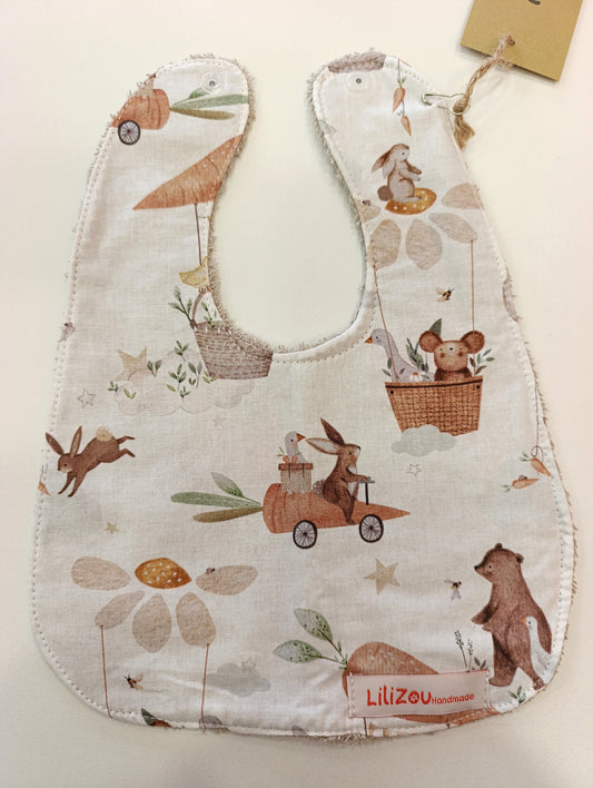 Χειροποίητη σαλιάρα ΖΩΑΚΙΑ ΣΕ ΑΕΡΟΣΤΑΤΑ