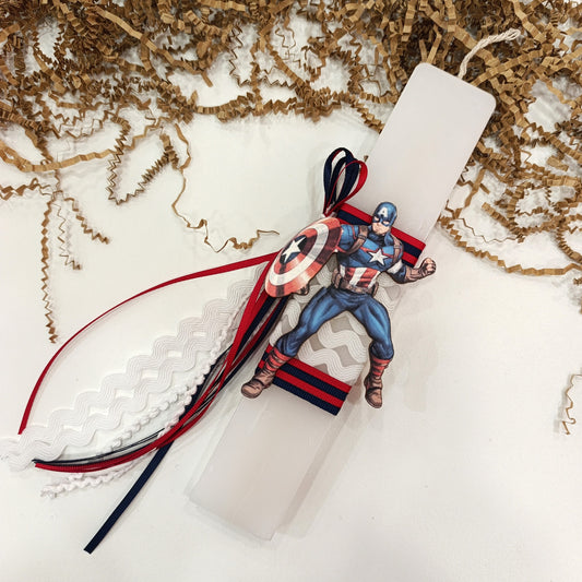 Χειροποίητη πασχαλινή λαμπάδα Captain America