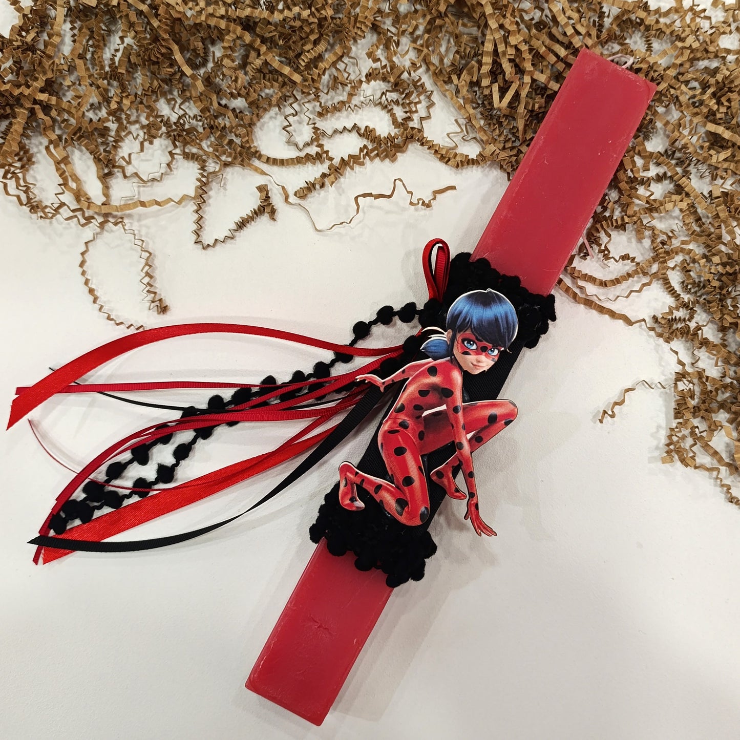 Χειροποίητη πασχαλινή λαμπάδα Ladybug