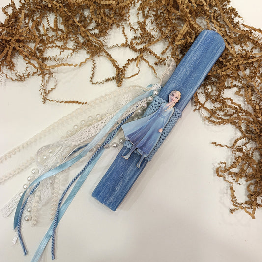 Χειροποίητη πασχαλινή λαμπάδα Elsa