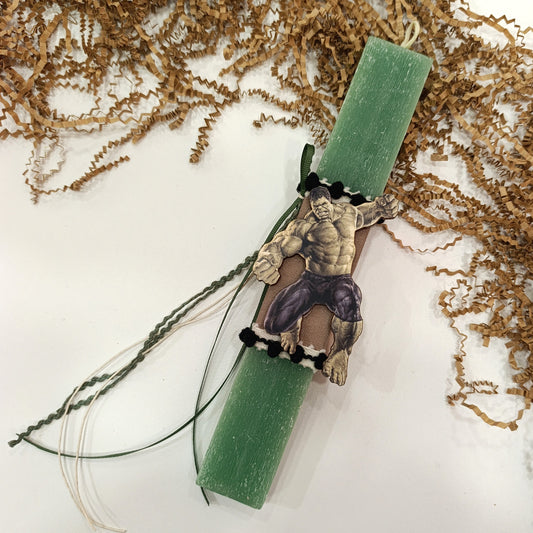 Χειροποίητη πασχαλινή λαμπάδα Hulk