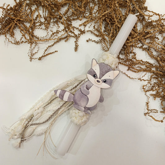 Χειροποίητη πασχαλινή λαμπάδα Ρακούν