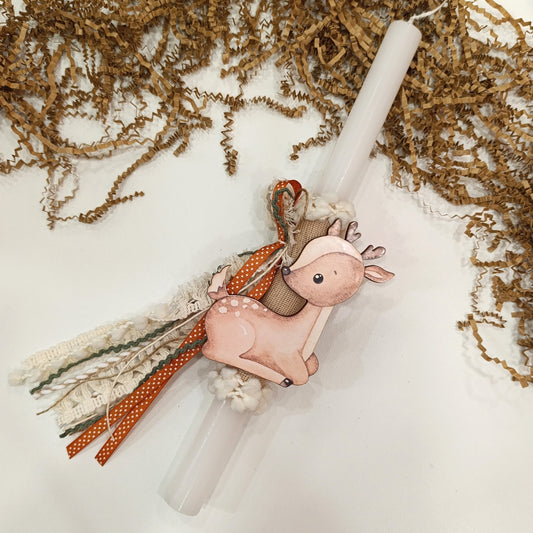 Χειροποίητη πασχαλινή λαμπάδα Ελάφι