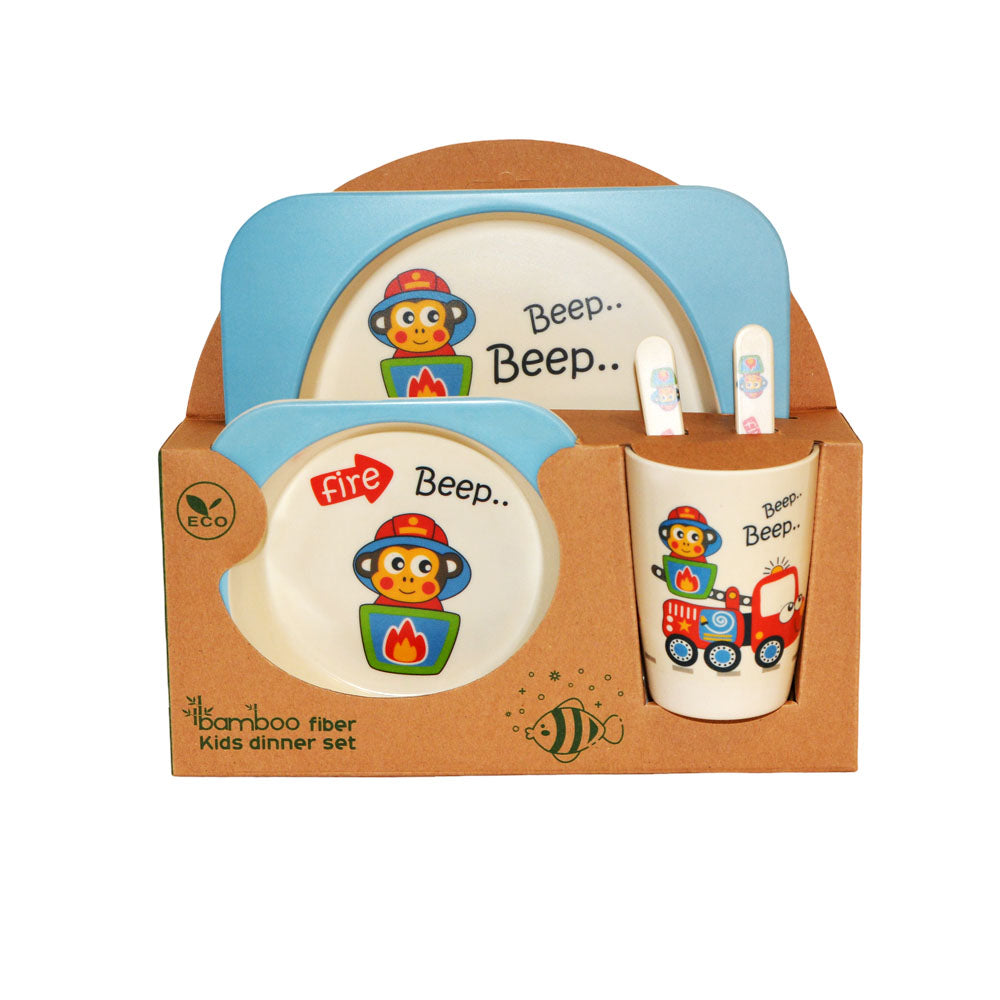 Παιδικό Σετ Φαγητού Bamboo Με Σχέδιο Πυροσβεστικό Όχημα