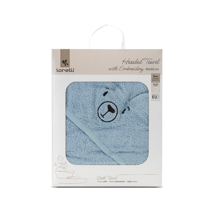 Πετσέτα με Κουκούλα και Κεντημένο Σχέδιο One size Lorelli Soft Blue