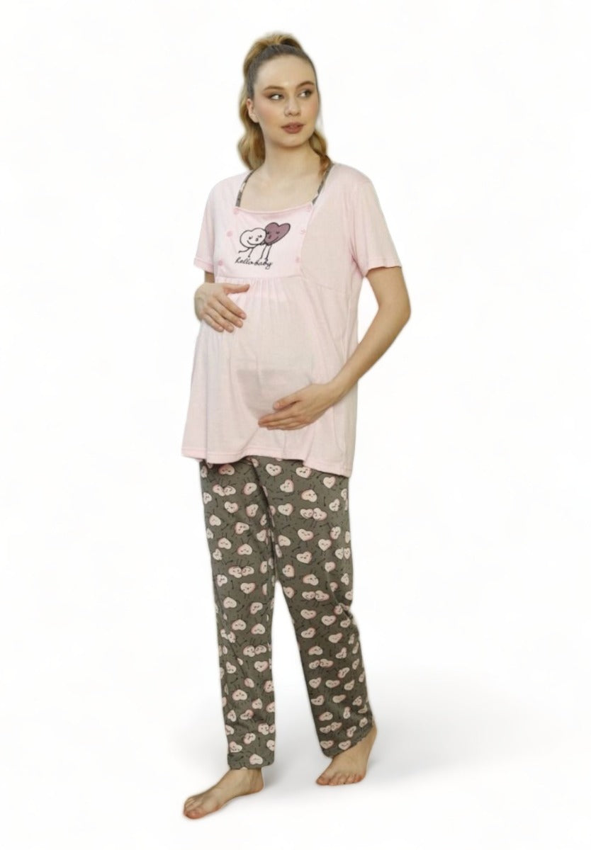 Πιτζάμα εγκυμοσύνης με ρόμπα Pijamood Hallo Baby