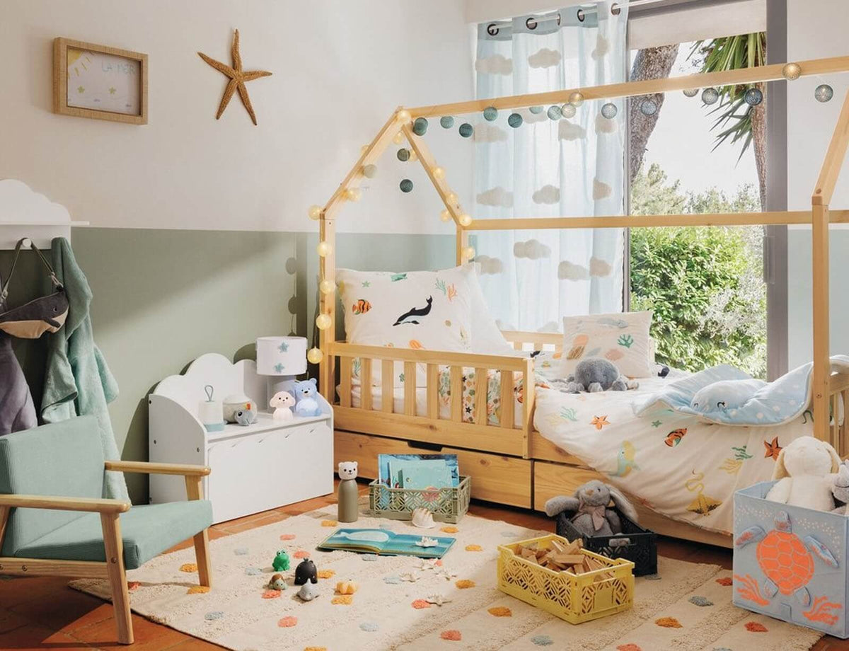 Παιδικό Κρεβάτι Bosco Atmosphera, Τύπου Montessori με 2 συρτάρια και διαστάσεις 195x98x155.5cm